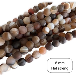 8 mm MAT Brun Stripe agat - Hel streng